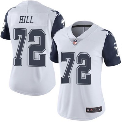 Nike Dallas Cowboys #72 Trysten Hill White Women's Stitched NFL Limited Rush Jersey